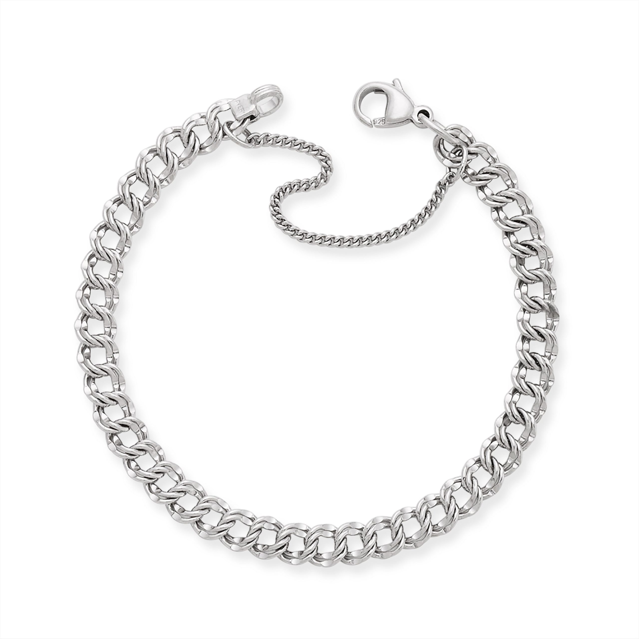 Light Double Curb Charm Bracelet - Image 2