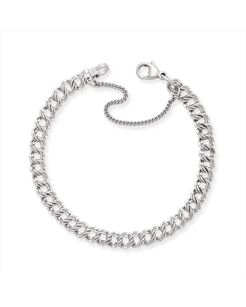 Light Double Curb Charm Bracelet - Image 3
