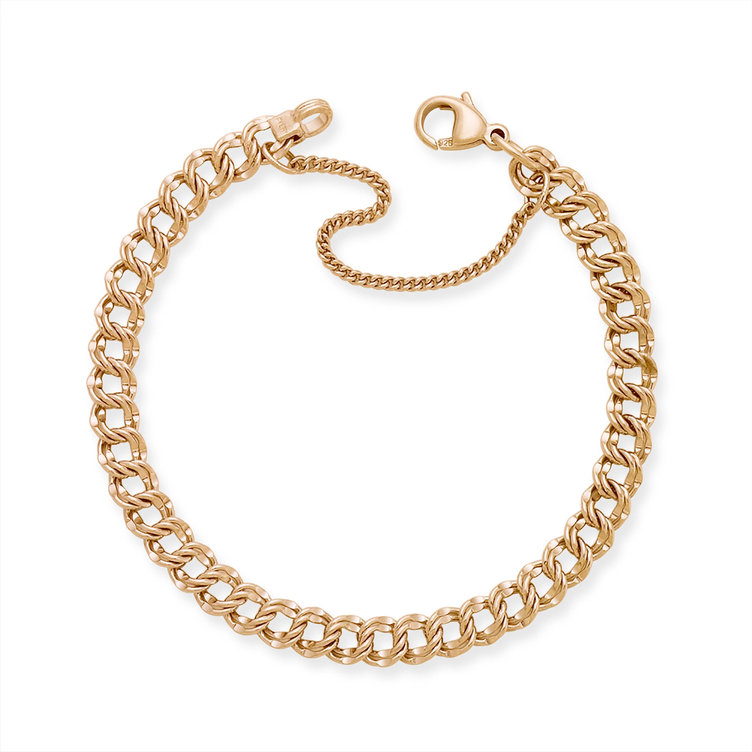 Light Double Curb Charm Bracelet - Image 2